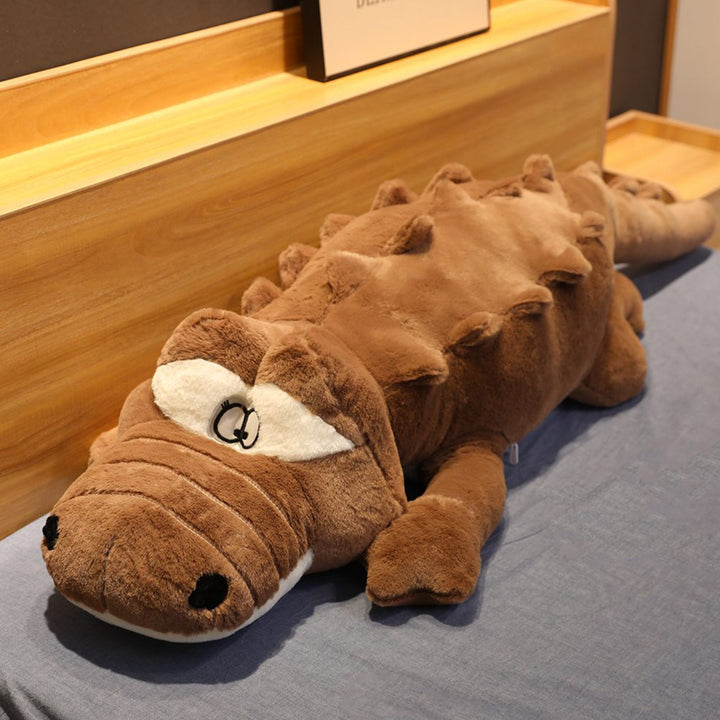 Soft green crocodile animal plush, a giant cuddly toy perfect as a unique gift for kids & adults.