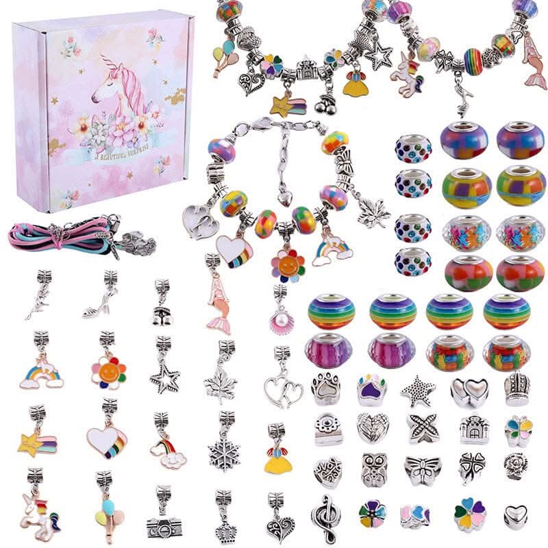 Creative craft kit for girls, make your own sparkling charm bracelets, a fun DIY activity.