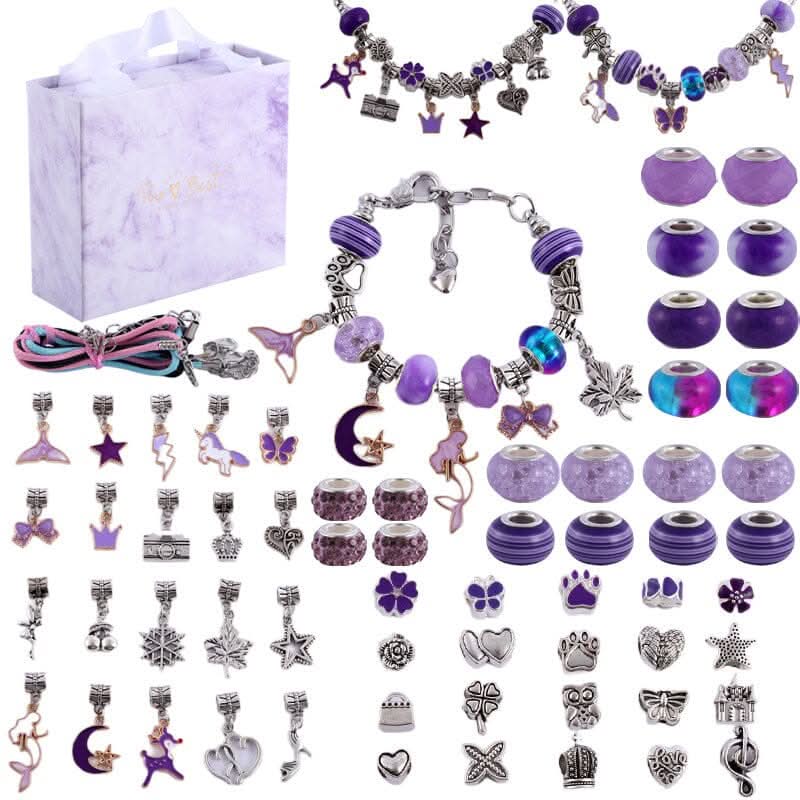 Girls' activity kit: DIY charm bracelets with sparkling charms, great for creative kids.