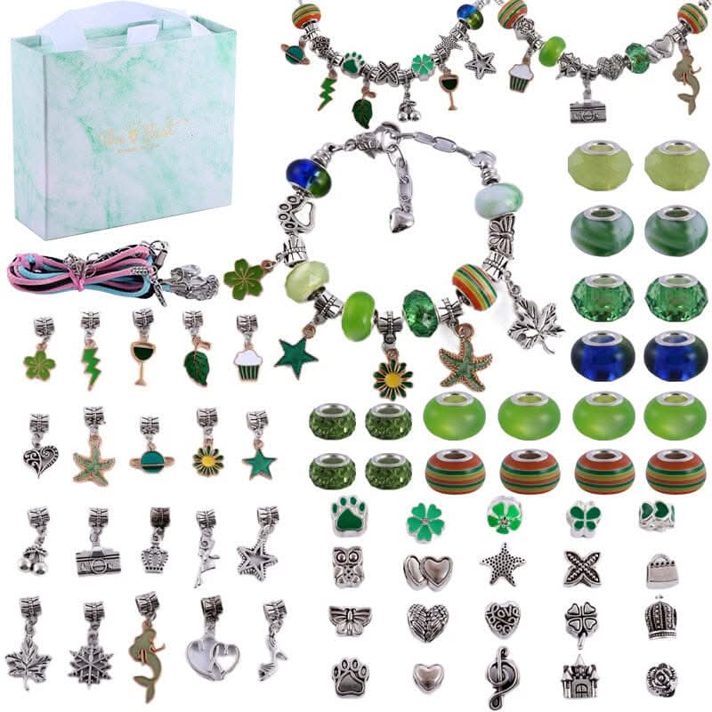 DIY sparkling charm bracelet kit, a fun and creative jewelry making activity for girls.