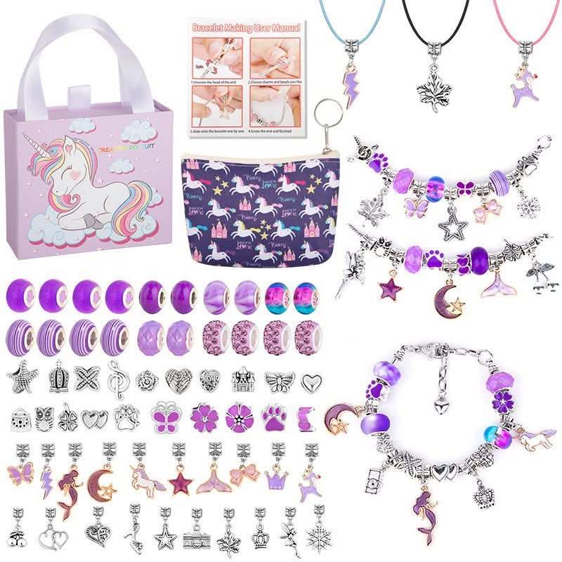 Engaging girls' craft kit for DIY sparkling charm bracelets, promotes creativity & fun.