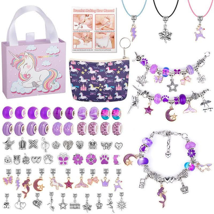 Engaging girls' craft kit for DIY sparkling charm bracelets, promotes creativity & fun.