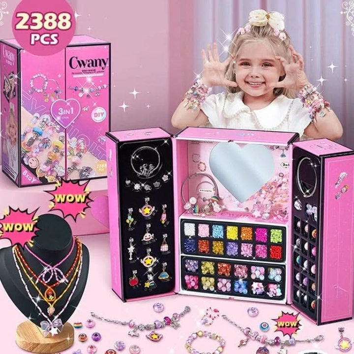 Craft supplies for girls' jewelry: sparkling charm bracelet kit, a fun & creative activity.
