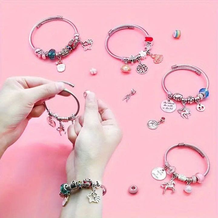 Sparkling charm bracelet craft kit for girls, an ideal birthday gift & art project for kids.