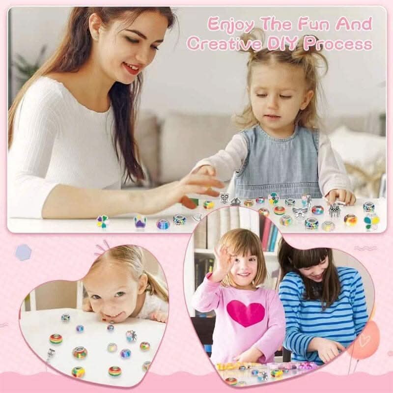 Gift a girls' charm bracelet craft kit, a creative activity for making sparkling handmade jewelry.