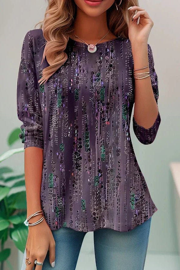 Amelia women's sequin top: a stylish loose fit evening wear option with three-quarter sleeves.