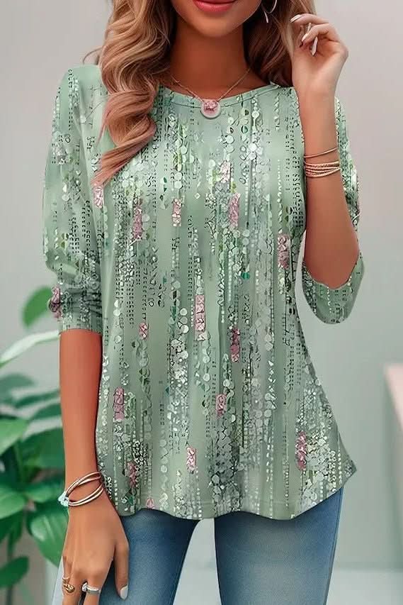 Dazzling women's sequin top with elegant open back and three-quarter sleeves for evening parties.