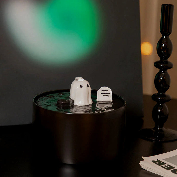 Elegant gothic black ceramic pet water dispenser, ideal for enhancing pet hydration and home decor.