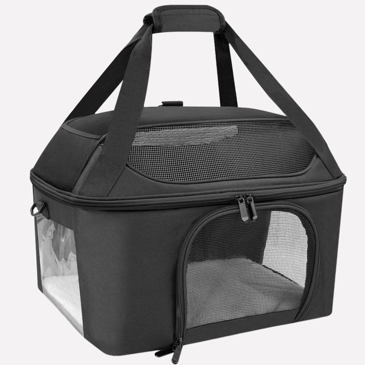 Unisex pet travel backpack in gray, designed for outdoor adventures with small pets