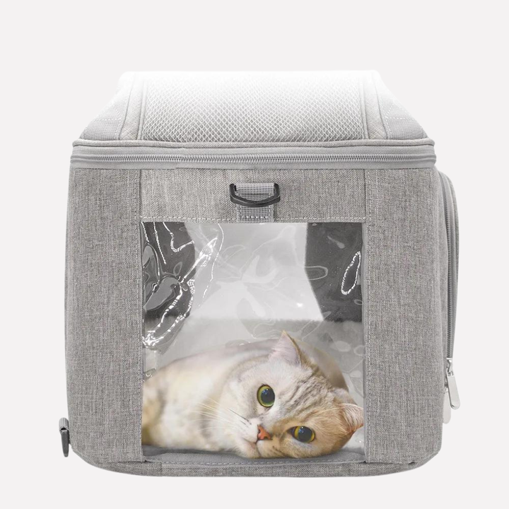 Durable new pet carrier backpack, gray & black, perfect for small dog or cat travel