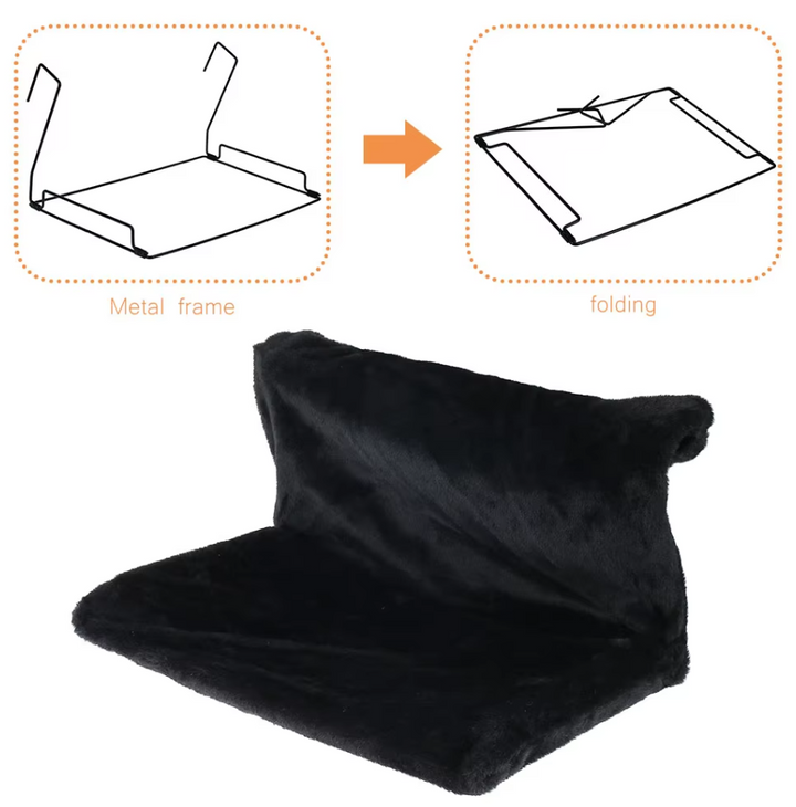 Soft white cat hammock window bed, a cozy pet furniture accessory for sunbathing cats
