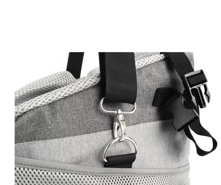 Pet car accessory: sturdy gray travel crate for secure dog transport