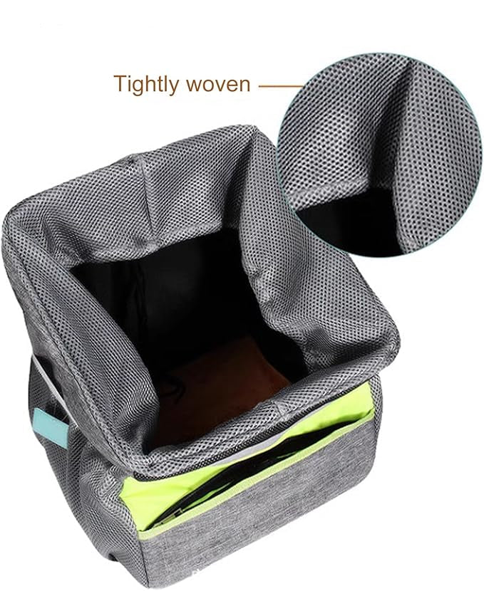 Secure gray pet travel crate, a compact car accessory for dog safety