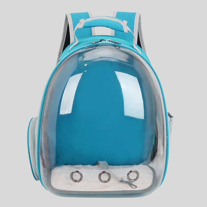 Group of pet carrier backpacks in various colors (blue, pink, gray, black), versatile pet supplies for small animals.