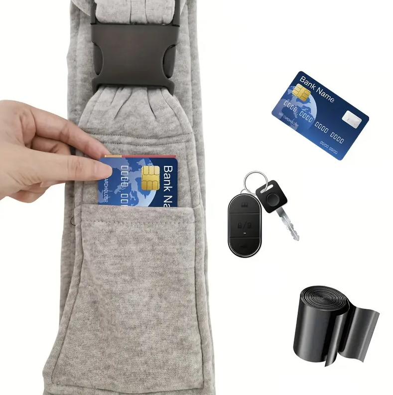Small pet shoulder bag, gray dog & cat car carrier sling, secure for travel with pets.
