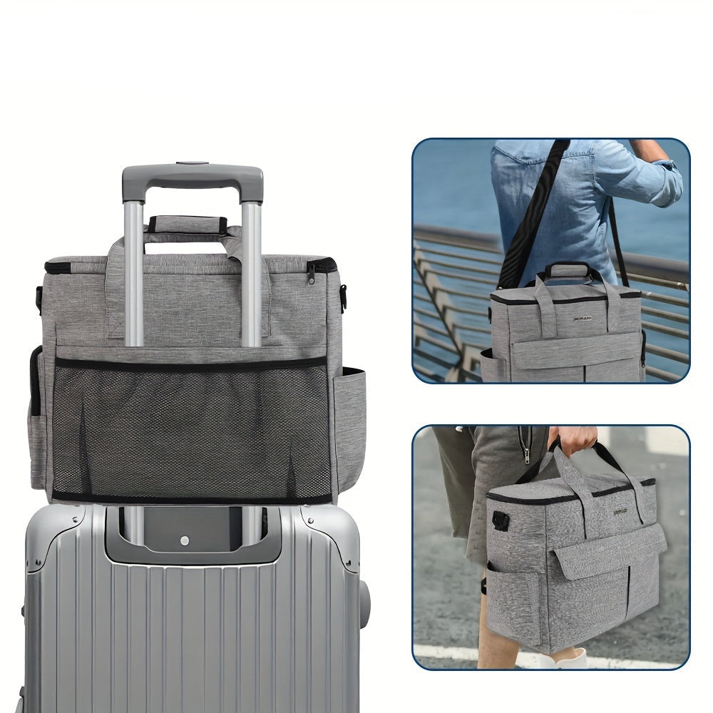Portable pet travel bag in gray, aviation approved for dogs and cats.