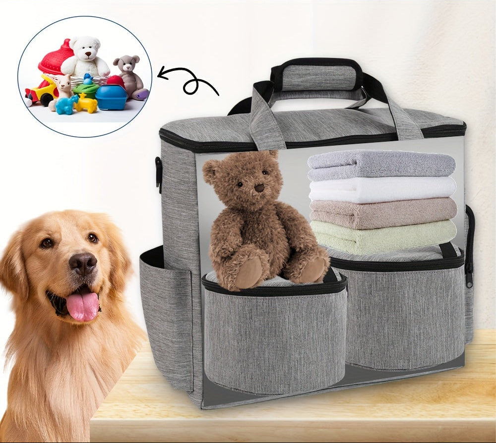 Airline approved pet accessories carrier made of durable gray polyester.