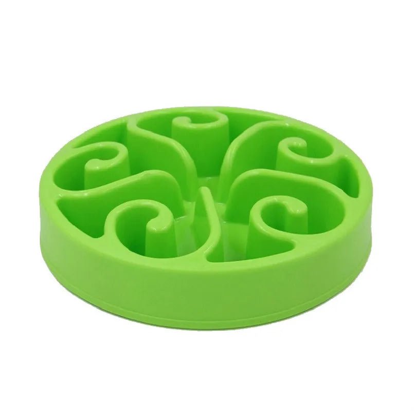 Unisex purple slow feeder pet bowl, durable and easy to clean, prevents vomiting in dogs.