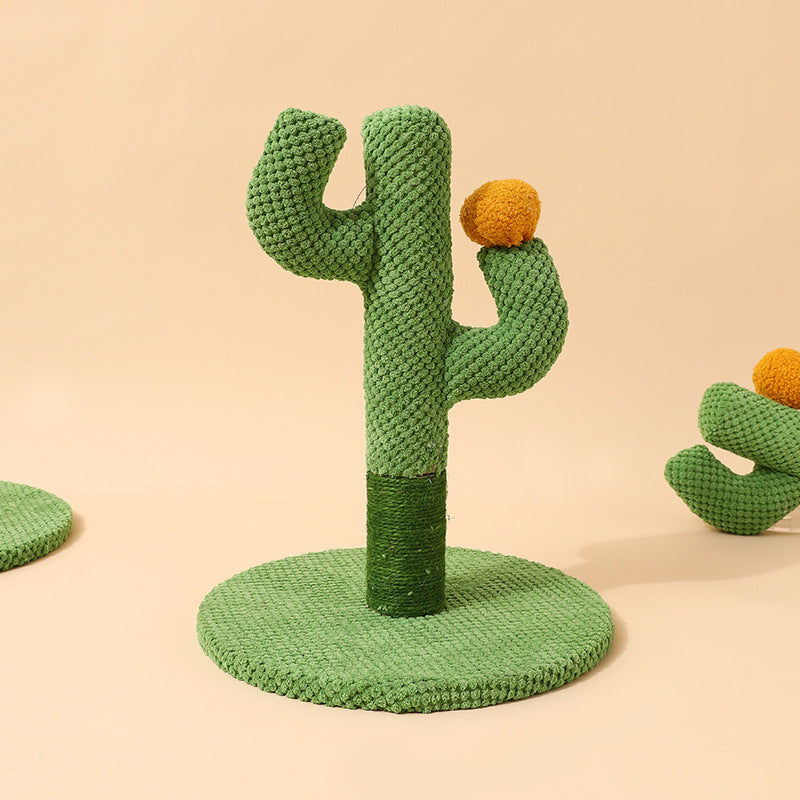 A modern cat accessory: a cactus sisal scratcher with a sturdy base, essential for cat claw care.