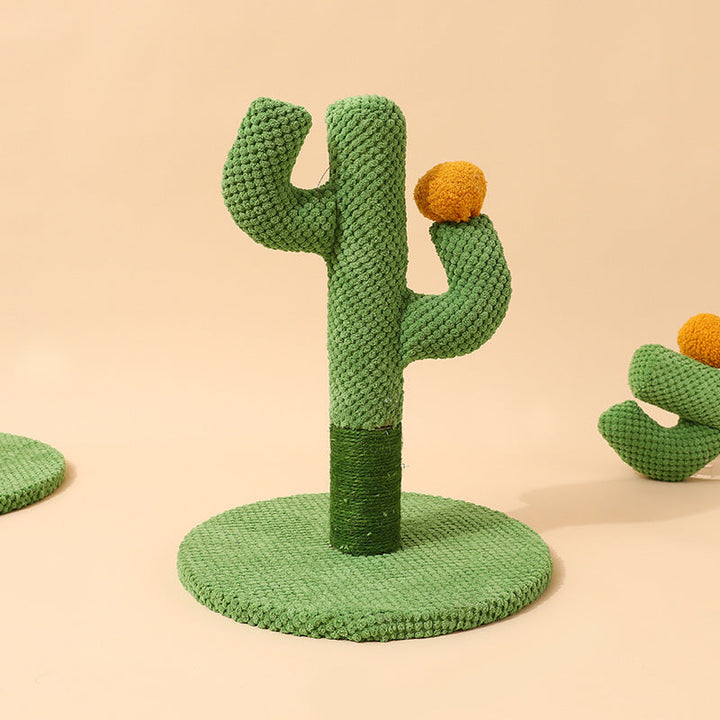 A modern cat accessory: a cactus sisal scratcher with a sturdy base, essential for cat claw care.