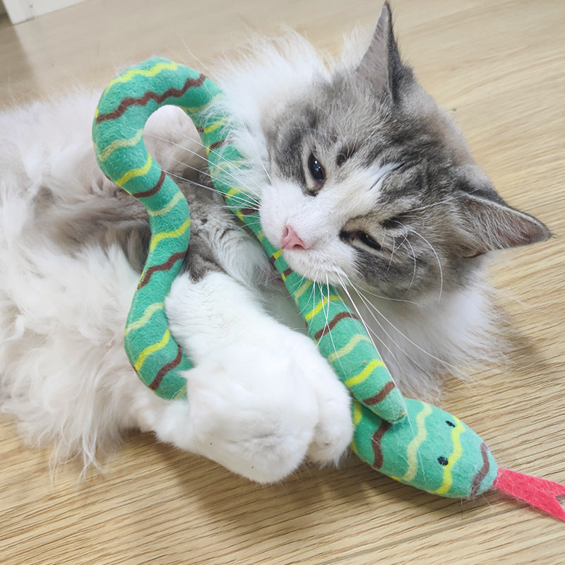Interactive catnip snake toy, perfect for engaging cats in playful hunting and pouncing activities.