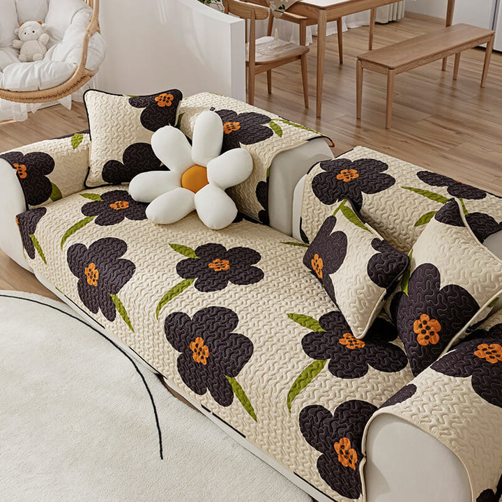 Unisex cotton non-slip sofa cover in green, practical and stylish home decor