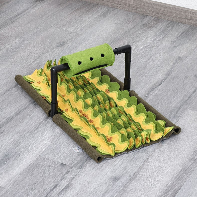 Easy-clean interactive dog snuffle mat, a green pet accessory for mental stimulation and slow feeding