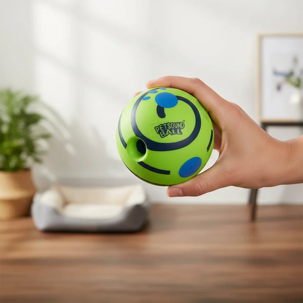 Durable green dog toy ball, designed for stimulating interactive play and pet fun