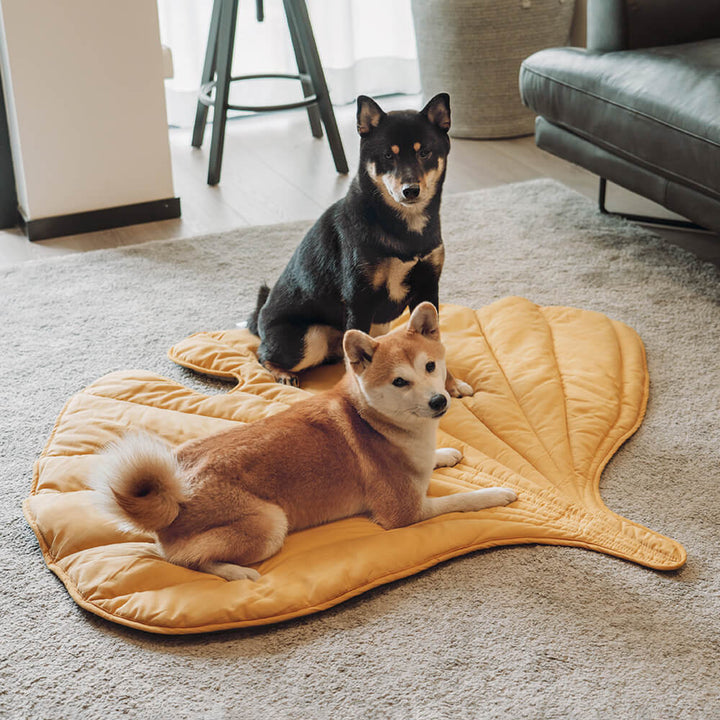 Vibrant green leaf pet blanket, a comfortable dog mat and stylish home decor.