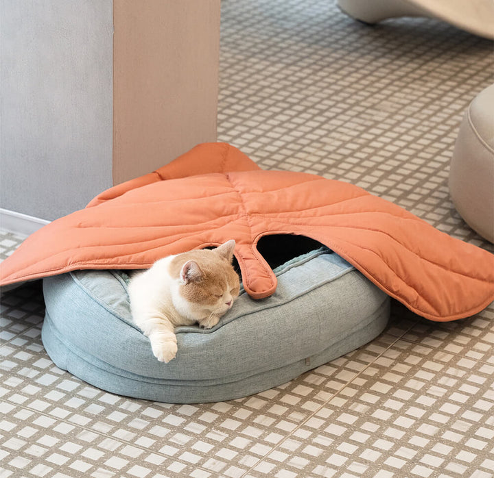 Soft, green leaf pet blanket, a versatile dog mat and cozy cat bed option.