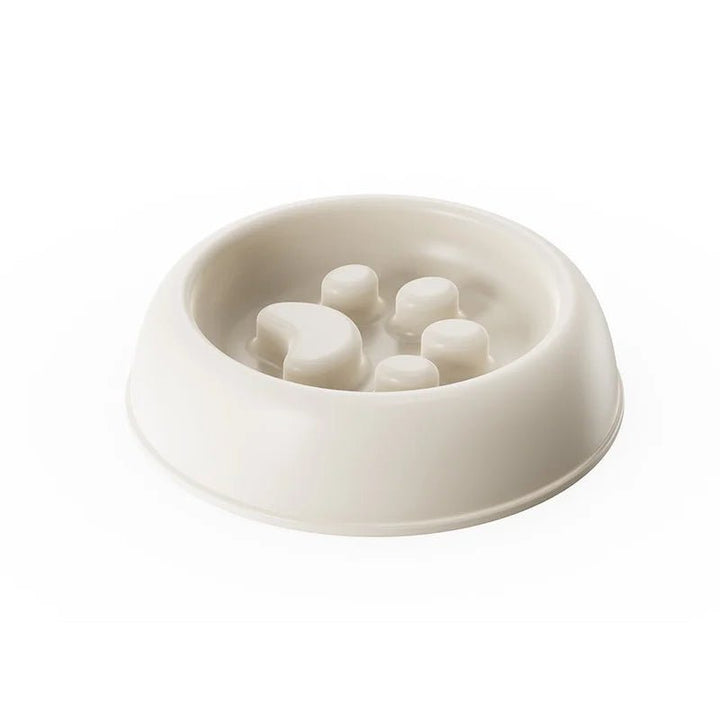 Green paw print slow feeder dog bowl with anti-gobble design for pet health, non-slip base