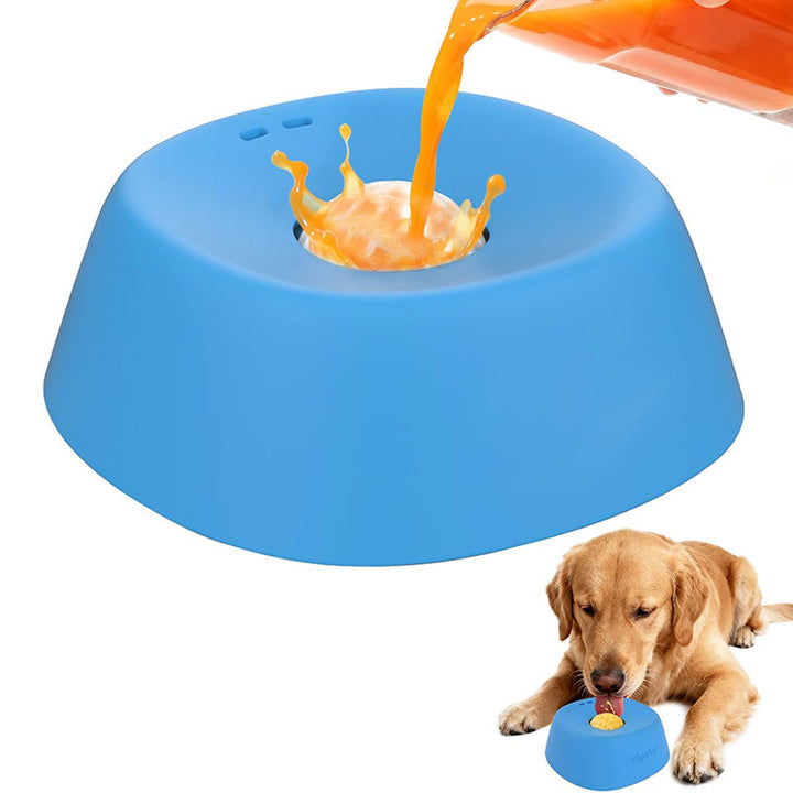 Green pet slow feeder lick bowl with anti-slip base & rolling ball for dog health