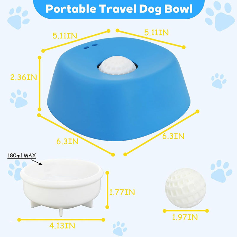 Pet slow feeder lick bowl with rolling ball encourages mental stimulation for dogs