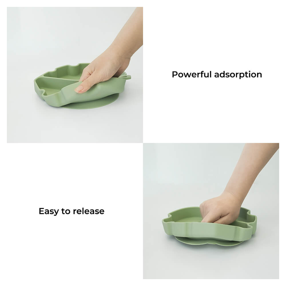 Pink leaf design pet bowl with secure suction cup, ideal for puppies and kittens