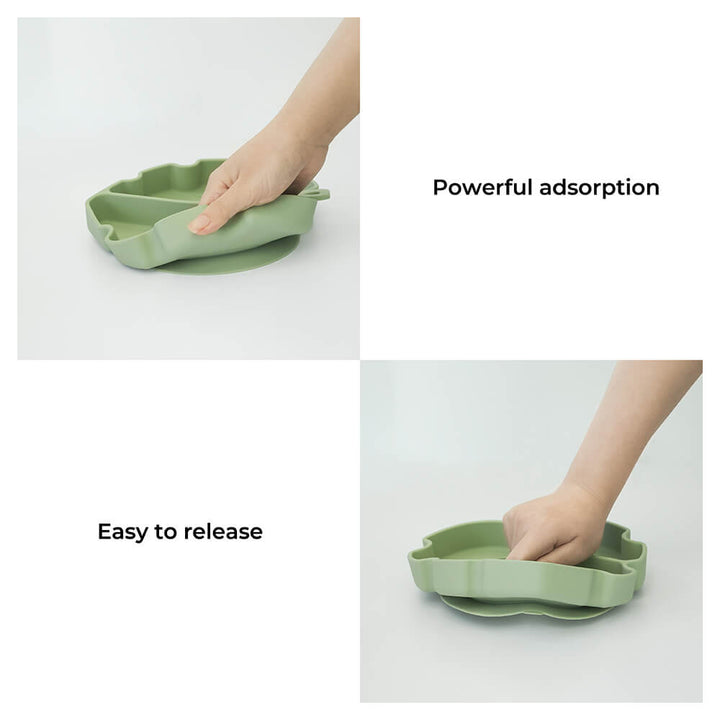 Pink leaf design pet bowl with secure suction cup, ideal for puppies and kittens