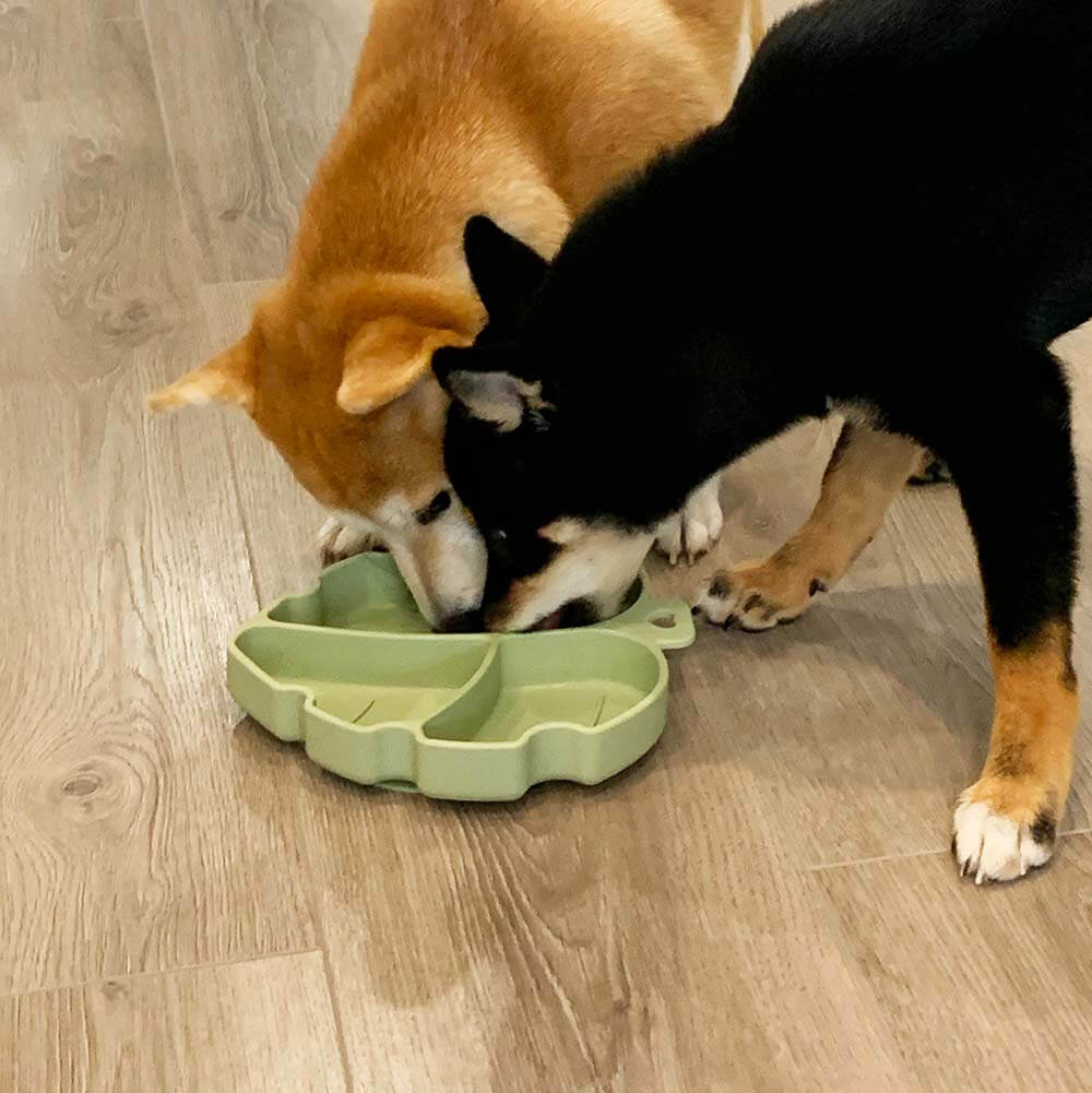 Pet accessories: leaf design pet bowl, suction cup base, non-toxic slow feeder