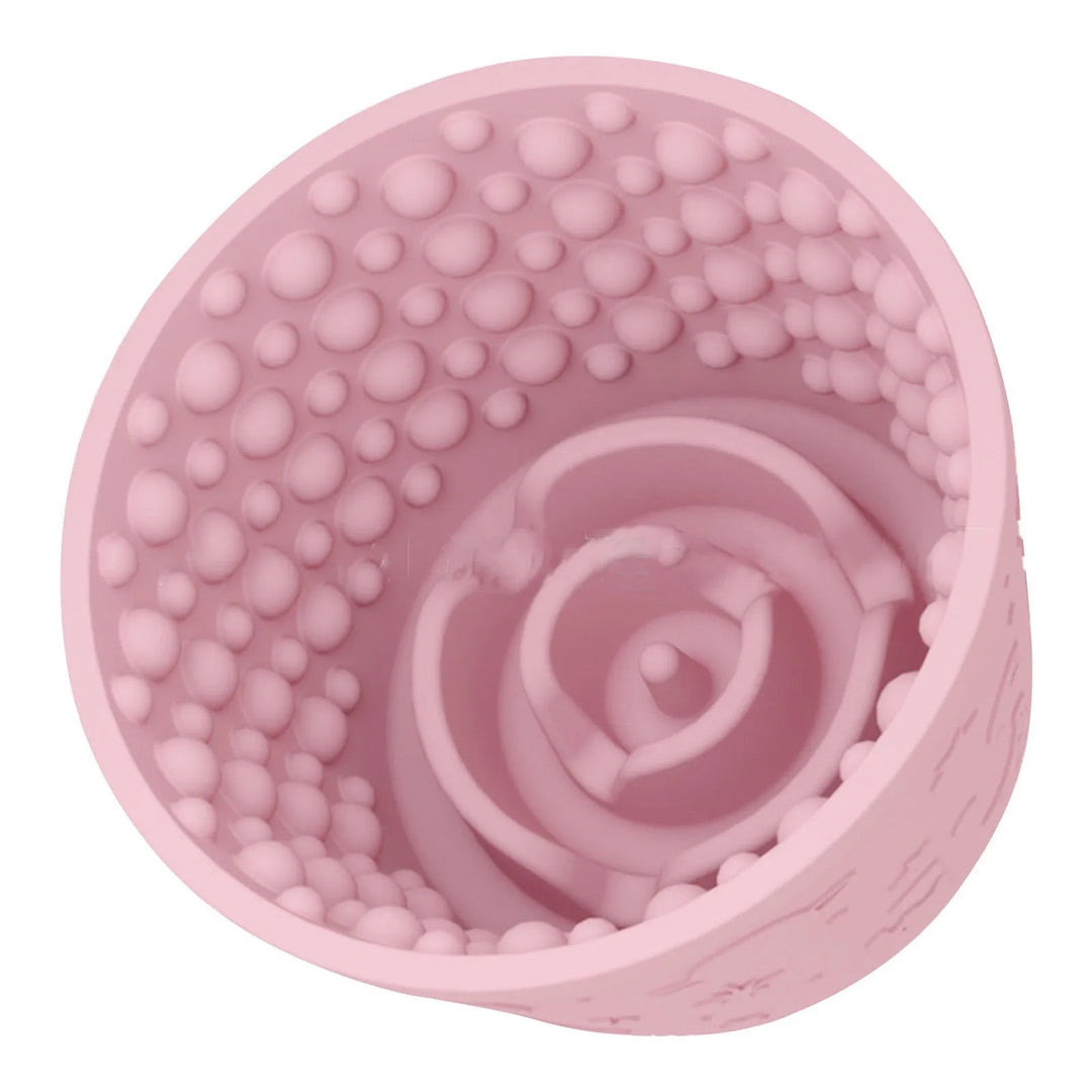 Silicone dog licking mat, freezer safe and designed as a slow feeder to help with pet anxiety and oral health.