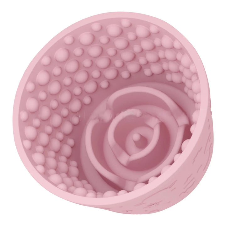 Silicone dog licking mat, freezer safe and designed as a slow feeder to help with pet anxiety and oral health.