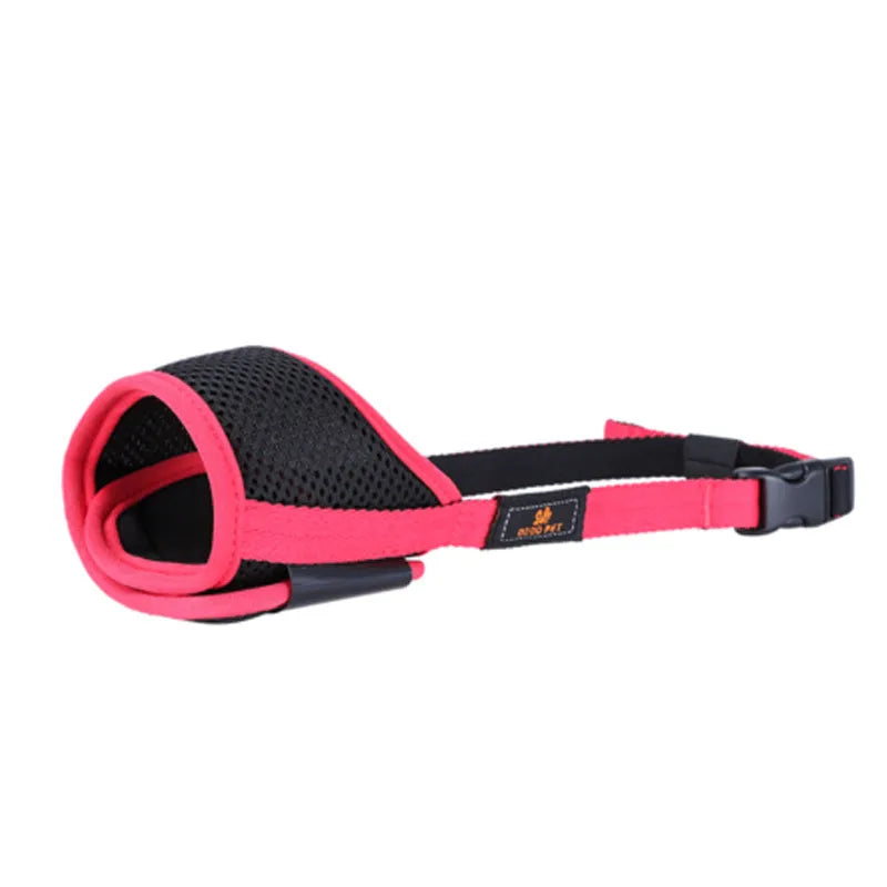 Breathable mesh dog muzzle for comfort, open mouth design for panting and drinking