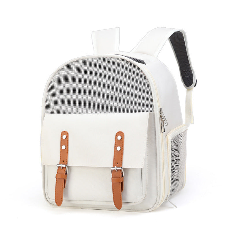 Model demonstrating carrying a cat pet carrier bag, comfortable for car travel