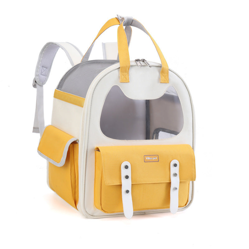 Cat carrier bag secured with a seatbelt in a car, ensuring pet safety during travel