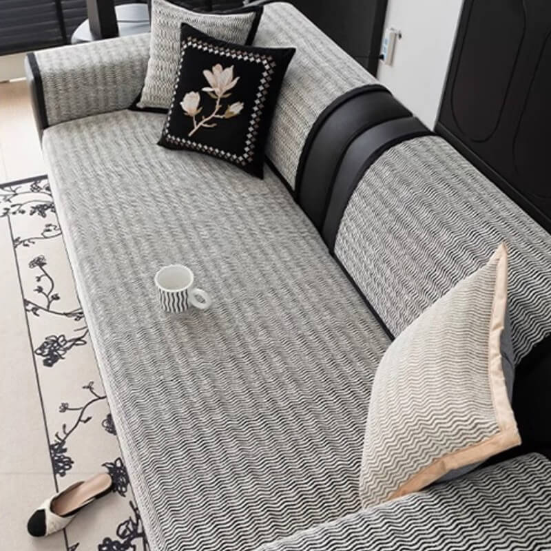 Green chenille non-slip furniture protection cover, adding style and durability to living spaces.