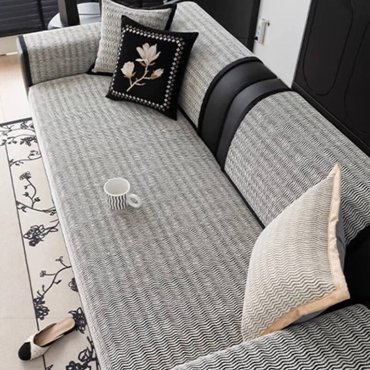Green chenille non-slip furniture protection cover, adding style and durability to living spaces.