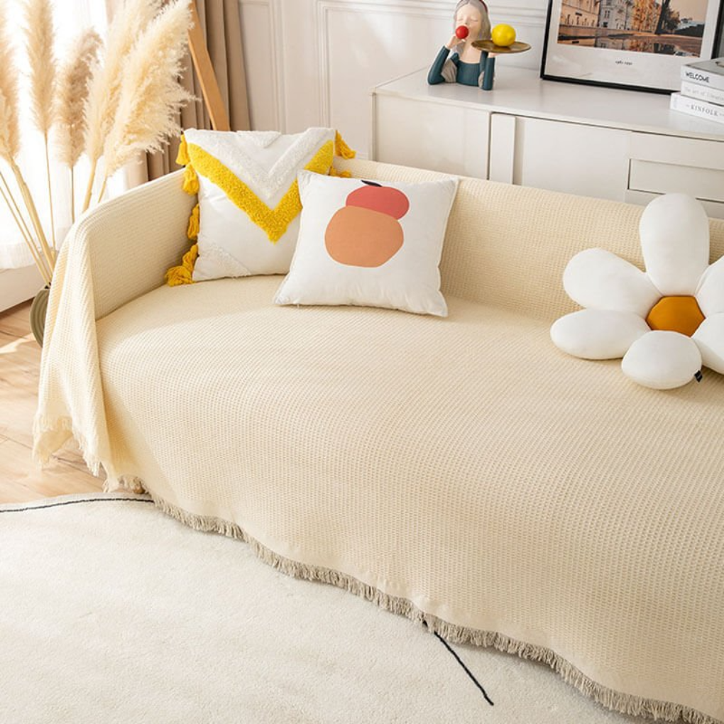 Soft sofa furniture protector slipcover in washable grey, ideal for pet owners and home decor