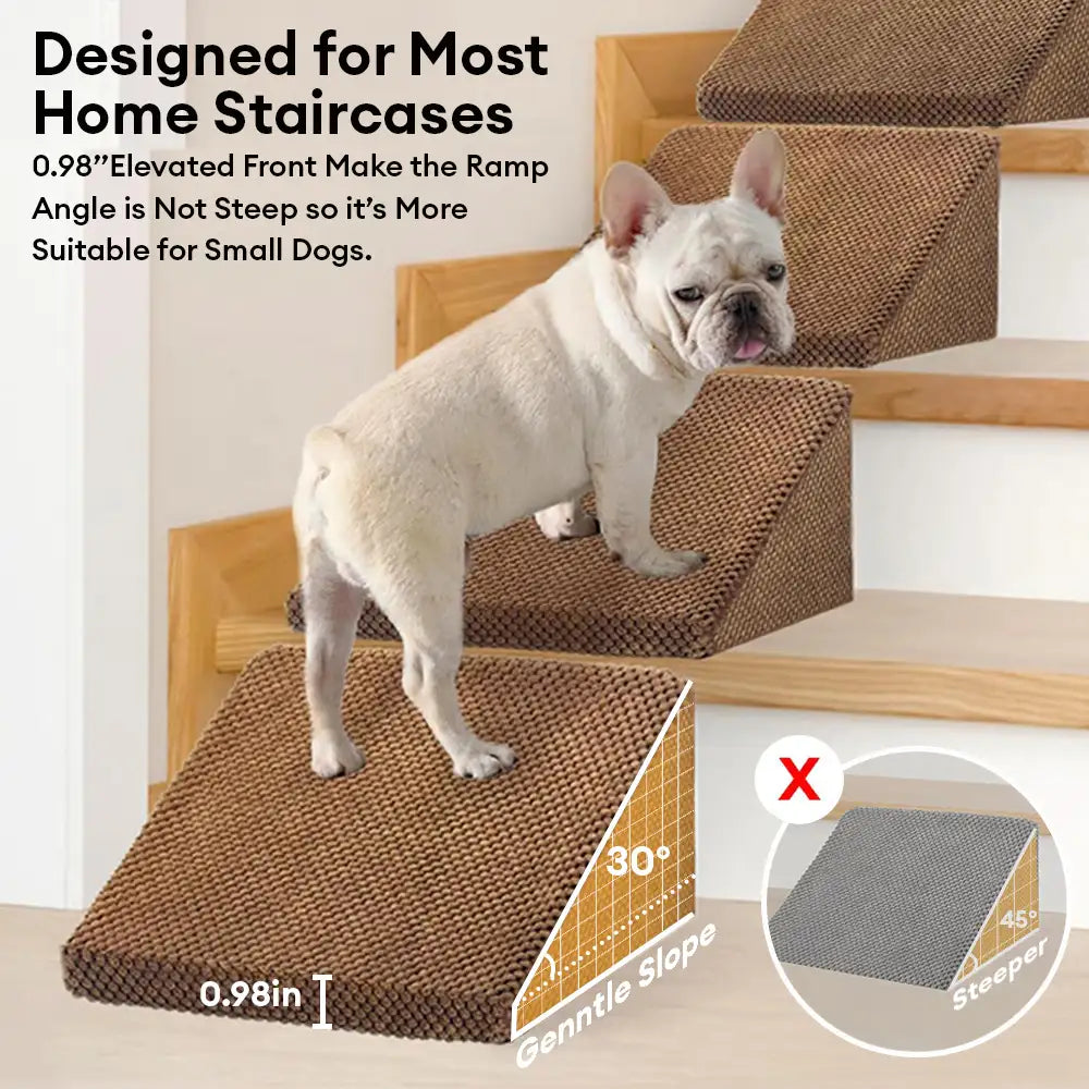 Pet ramp with soft grey foam steps, ideal dog accessory for joint support