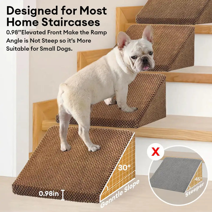 Pet ramp with soft grey foam steps, ideal dog accessory for joint support
