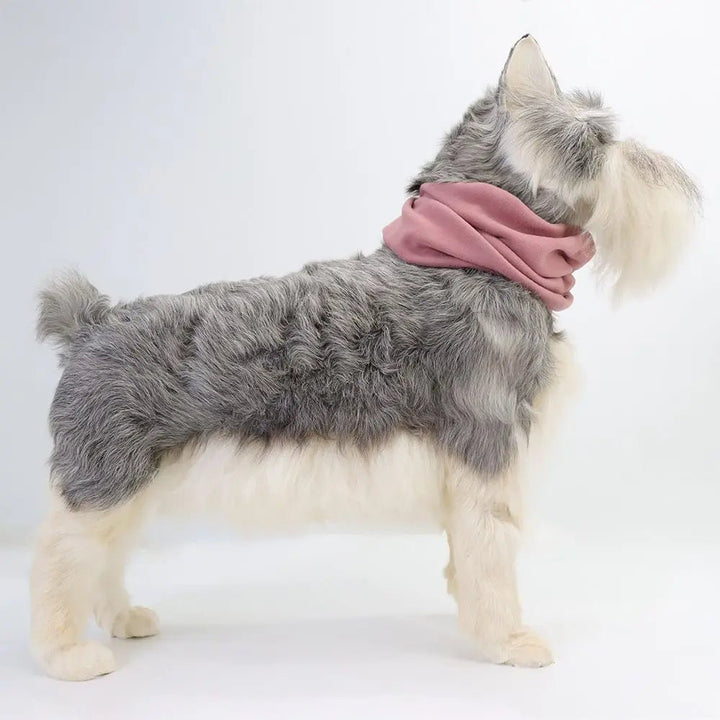 Pet snood for noise reduction, a soft dog hat for anxiety and grooming comfort.