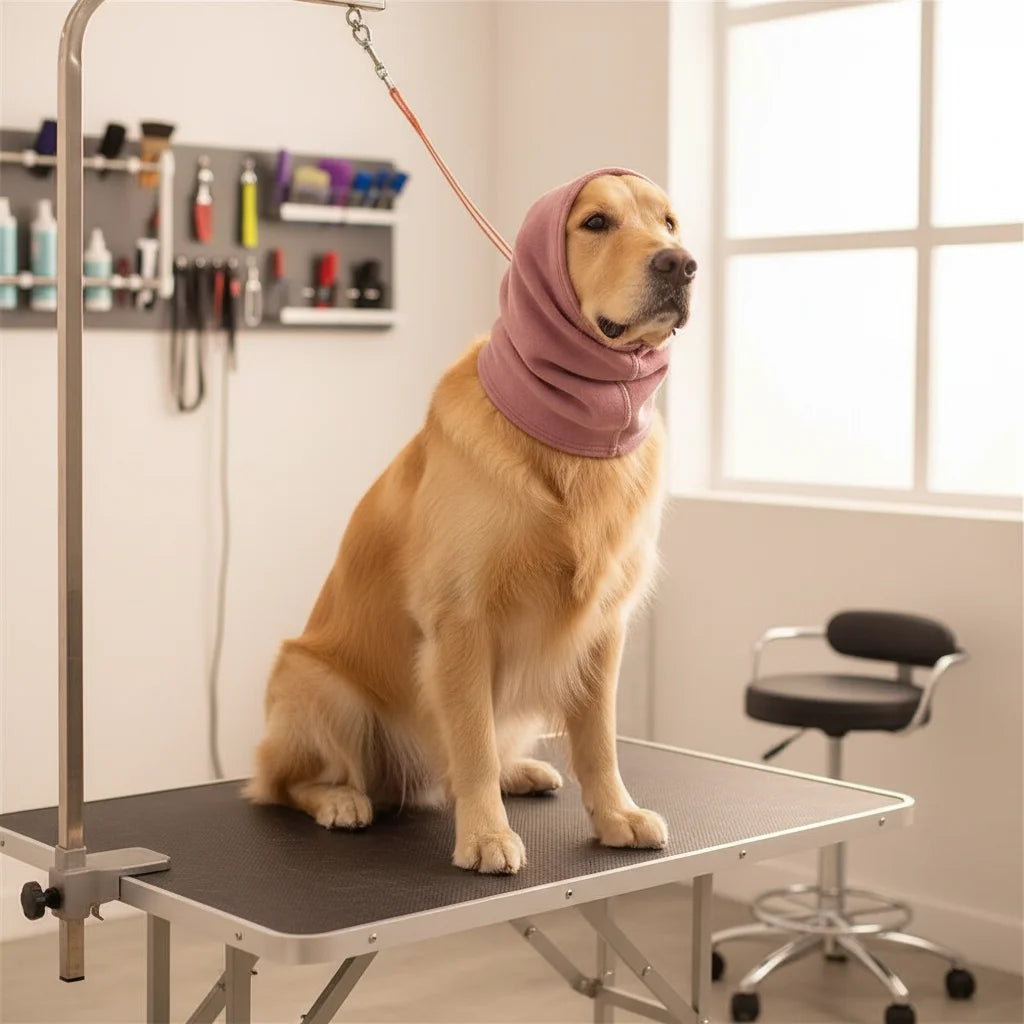 Close-up of a dog snood, showing elastic material for a snug and warm fit.