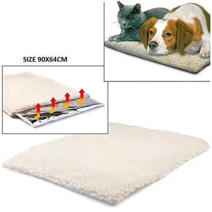 Washable pet mat with self-warming technology, perfect for cats and dogs seeking warmth