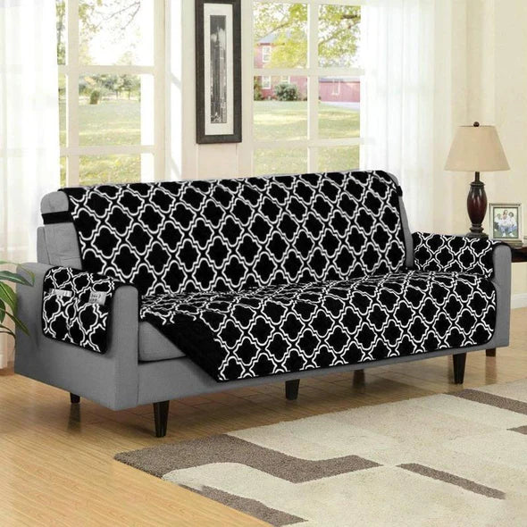 Close-up of quilted sofa cover texture, washable couch throw for pet protection